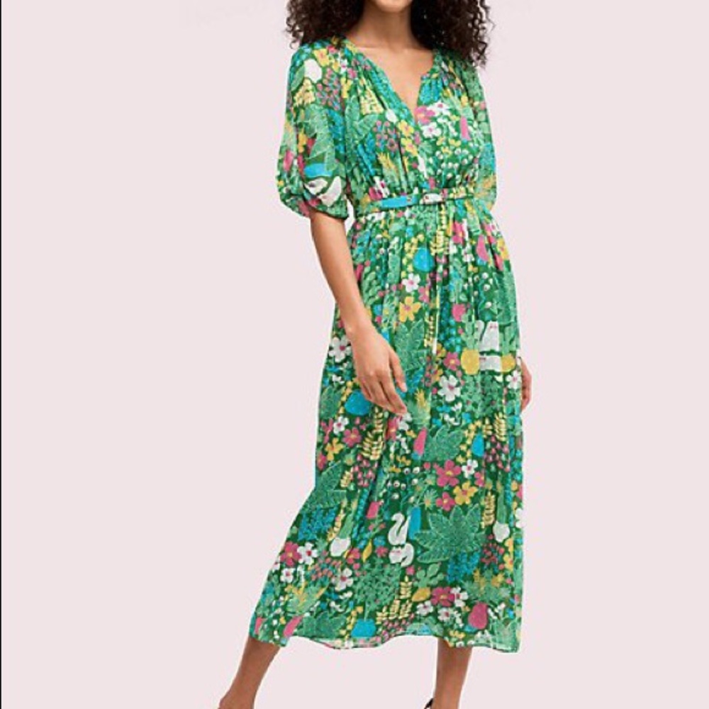 Kate Spade Posy Garden Desert Palm silk dress sz 8